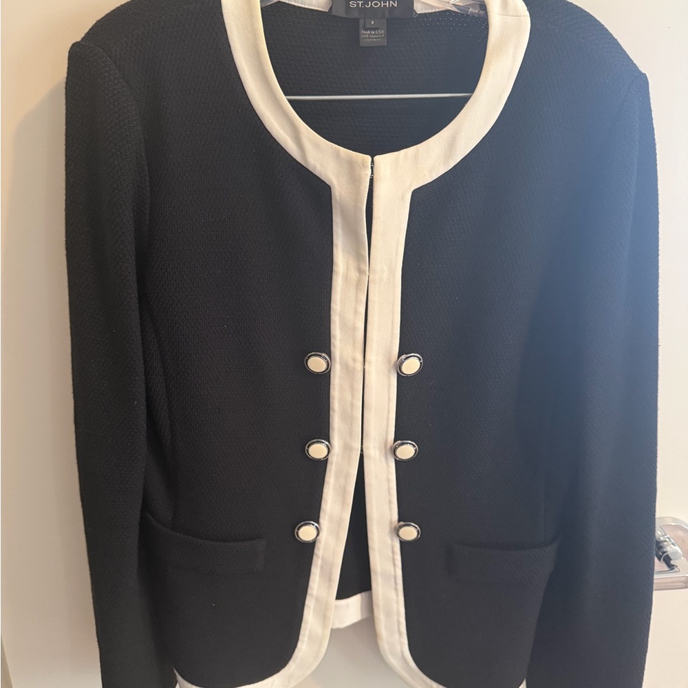 St. John Black and Cream Blazer